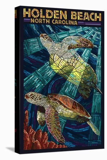 Holden Beach, North Carolina - Sea Turtle Paper Mosaic-Lantern Press-Stretched Canvas