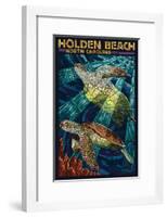 Holden Beach, North Carolina - Sea Turtle Paper Mosaic-Lantern Press-Framed Art Print