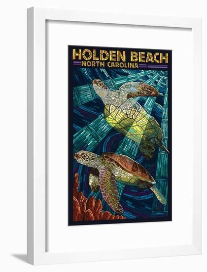 Holden Beach, North Carolina - Sea Turtle Paper Mosaic-Lantern Press-Framed Art Print