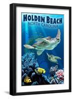 Holden Beach, North Carolina - Sea Turtles-Lantern Press-Framed Art Print