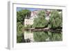 Holderlinturm Tower and Stocherkahn (Punt) Reflecting in Neckar River-Markus-Framed Photographic Print