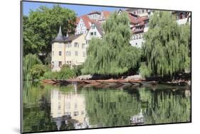 Holderlinturm Tower and Stocherkahn (Punt) Reflecting in Neckar River-Markus-Mounted Photographic Print