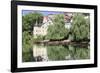 Holderlinturm Tower and Stocherkahn (Punt) Reflecting in Neckar River-Markus-Framed Photographic Print