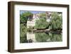 Holderlinturm Tower and Stocherkahn (Punt) Reflecting in Neckar River-Markus-Framed Photographic Print