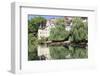 Holderlinturm Tower and Stocherkahn (Punt) Reflecting in Neckar River-Markus-Framed Photographic Print