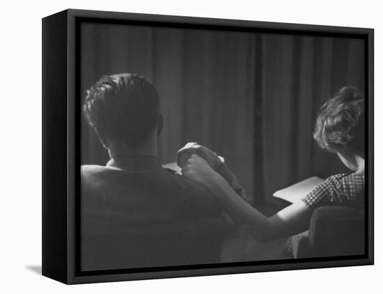 Holding Hands is a Symbol of Happy Marriage-Nina Leen-Framed Stretched Canvas