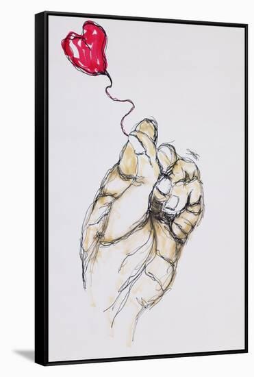 Holding You, 1996 (Pen & W/C on Paper)-Stevie Taylor-Framed Stretched Canvas