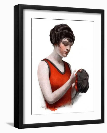 "Hole in Bathing Cap,"August 4, 1923-Charles A. MacLellan-Framed Premium Giclee Print