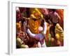 Holi Festival at a Temple Nr Mathura, Uttar Pradesh, India-Peter Adams-Framed Photographic Print