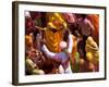 Holi Festival at a Temple Nr Mathura, Uttar Pradesh, India-Peter Adams-Framed Photographic Print