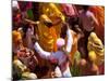 Holi Festival at a Temple Nr Mathura, Uttar Pradesh, India-Peter Adams-Mounted Photographic Print
