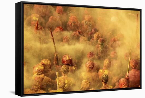 Holi Festival, Nandgaon, India-ClickAlps-Framed Stretched Canvas