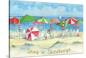 Holiday Beach Watercolor-Paul Brent-Stretched Canvas