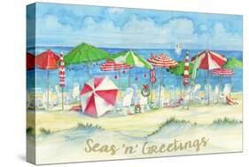 Holiday Beach Watercolor-Paul Brent-Stretched Canvas