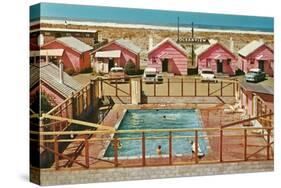 Holiday Cabins around Swimming Pool-Found Image Press-Stretched Canvas