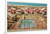 Holiday Cabins around Swimming Pool-Found Image Press-Framed Photographic Print