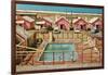 Holiday Cabins around Swimming Pool-Found Image Press-Framed Photographic Print