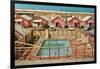 Holiday Cabins around Swimming Pool-Found Image Press-Framed Photographic Print