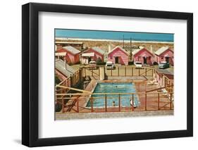 Holiday Cabins around Swimming Pool-Found Image Press-Framed Photographic Print