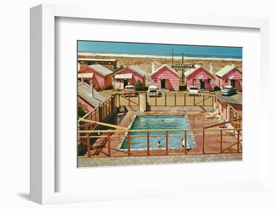 Holiday Cabins around Swimming Pool-Found Image Press-Framed Photographic Print