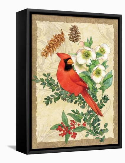 Holiday Cardinal-Julie Paton-Framed Stretched Canvas