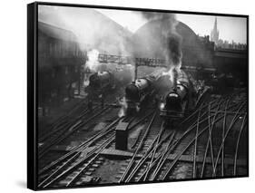 Holiday Expresses About to Leave King's Cross Station-null-Framed Stretched Canvas