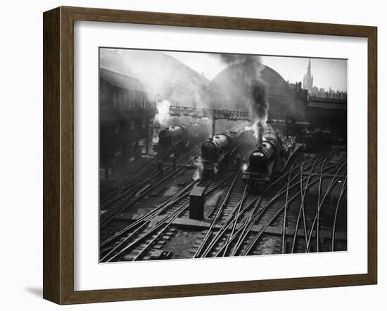 Holiday Expresses About to Leave King's Cross Station-null-Framed Premium Photographic Print