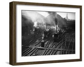 Holiday Expresses About to Leave King's Cross Station-null-Framed Premium Photographic Print