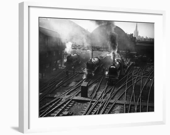 Holiday Expresses About to Leave King's Cross Station-null-Framed Photographic Print