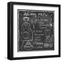 Holiday Food Menu Set Hand Drawn on Chalkboard-Natasha_from_Russia-Framed Art Print