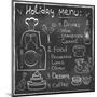 Holiday Food Menu Set Hand Drawn on Chalkboard-Natasha_from_Russia-Mounted Art Print