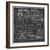 Holiday Food Menu Set Hand Drawn on Chalkboard-Natasha_from_Russia-Framed Art Print