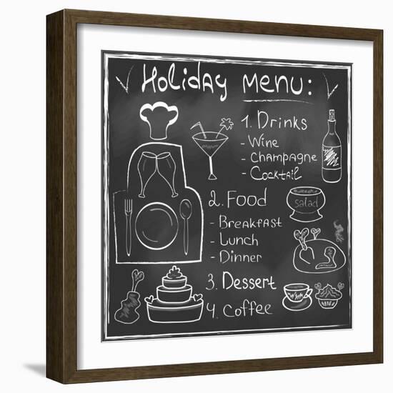 Holiday Food Menu Set Hand Drawn on Chalkboard-Natasha_from_Russia-Framed Art Print