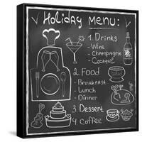 Holiday Food Menu Set Hand Drawn on Chalkboard-Natasha_from_Russia-Framed Stretched Canvas