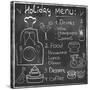 Holiday Food Menu Set Hand Drawn on Chalkboard-Natasha_from_Russia-Stretched Canvas