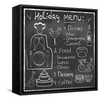 Holiday Food Menu Set Hand Drawn on Chalkboard-Natasha_from_Russia-Framed Stretched Canvas