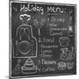 Holiday Food Menu Set Hand Drawn on Chalkboard-Natasha_from_Russia-Mounted Art Print