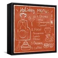 Holiday Food Menu Set Hand Drawn on Chalkboard-Natasha_from_Russia-Framed Stretched Canvas