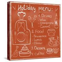 Holiday Food Menu Set Hand Drawn on Chalkboard-Natasha_from_Russia-Stretched Canvas