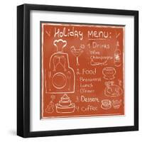 Holiday Food Menu Set Hand Drawn on Chalkboard-Natasha_from_Russia-Framed Art Print