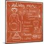 Holiday Food Menu Set Hand Drawn on Chalkboard-Natasha_from_Russia-Mounted Art Print