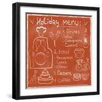 Holiday Food Menu Set Hand Drawn on Chalkboard-Natasha_from_Russia-Framed Art Print