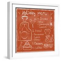 Holiday Food Menu Set Hand Drawn on Chalkboard-Natasha_from_Russia-Framed Art Print