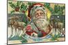 Holiday Greetings from Forest Grove, Oregon - Santa and Reindeer-Lantern Press-Mounted Art Print