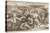 Holiday in Camp - Soldiers Playing "Foot-Ball", Published in "Harper's Weekly," July 15, 1865-Winslow Homer-Stretched Canvas