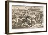 Holiday in Camp - Soldiers Playing "Foot-Ball", Published in "Harper's Weekly," July 15, 1865-Winslow Homer-Framed Giclee Print