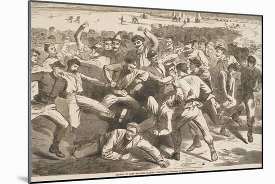Holiday in Camp - Soldiers Playing "Foot-Ball", Published in "Harper's Weekly," July 15, 1865-Winslow Homer-Mounted Giclee Print