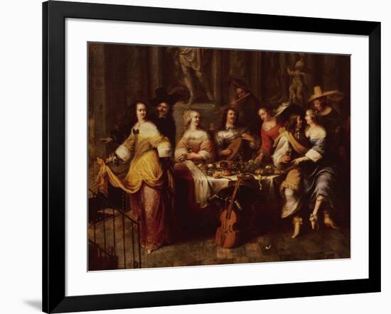 Holiday Meal (Oil on Canvas)-Hieronymus Janssens-Framed Giclee Print