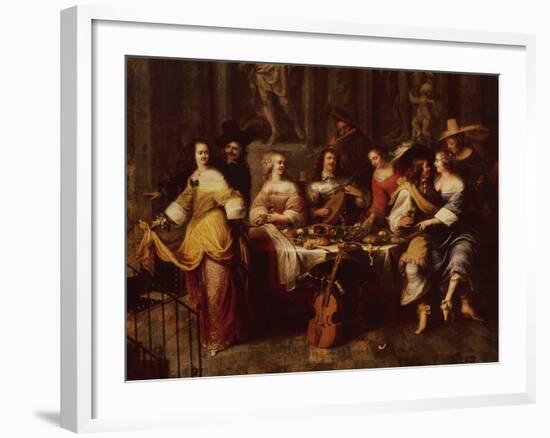 Holiday Meal (Oil on Canvas)-Hieronymus Janssens-Framed Giclee Print
