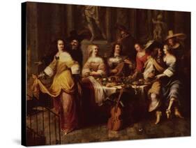 Holiday Meal (Oil on Canvas)-Hieronymus Janssens-Stretched Canvas
